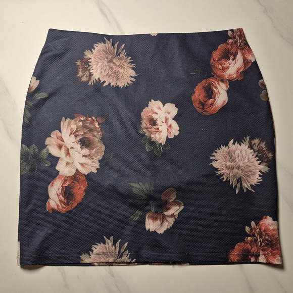 Dex Dresses & Skirts - Dex Navy Pencil Skirt with Pink and Red Floral Print